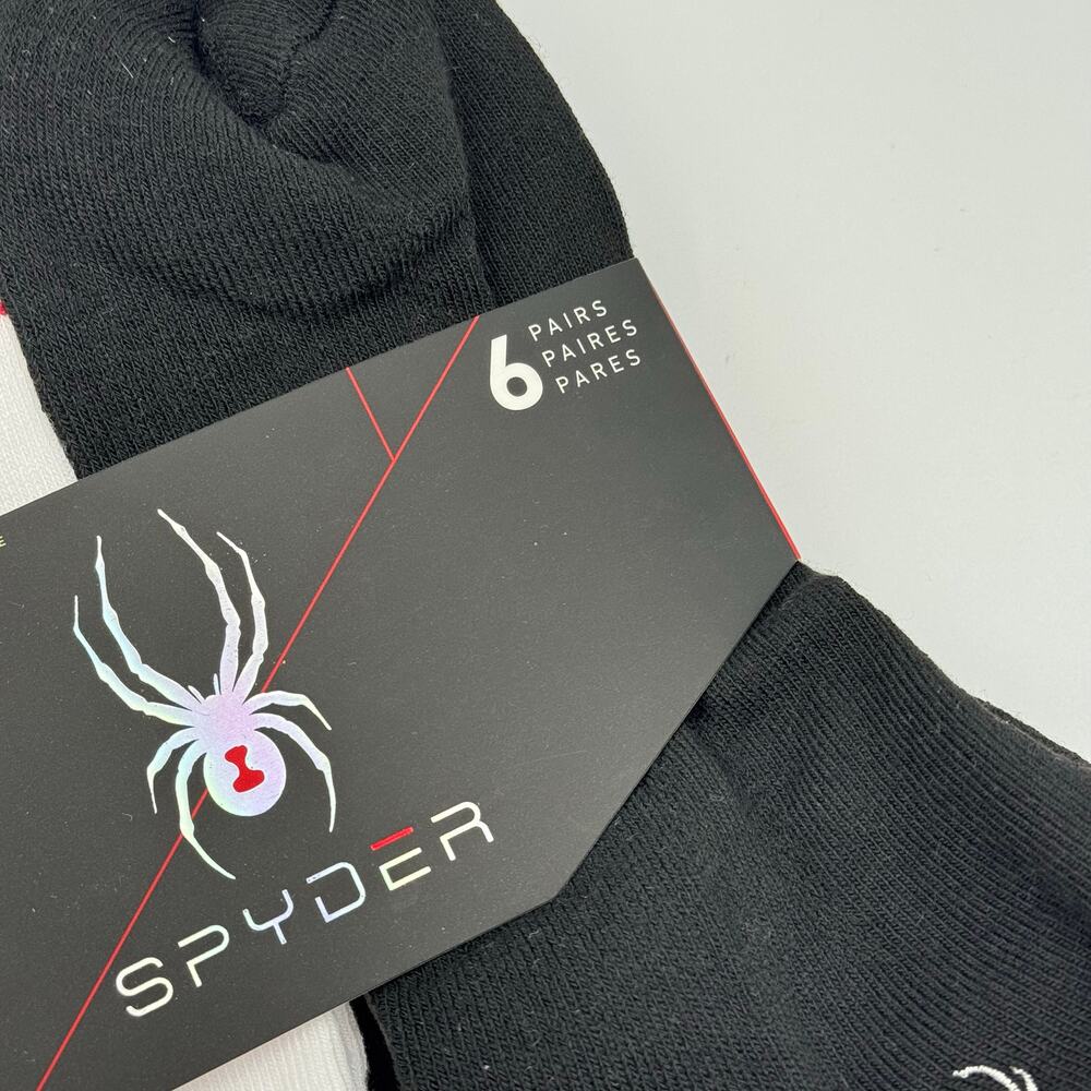 Spyder Low Cut White Black Cushion 5 Pairs Socks Men’s Size 6-12 - Picture 3 of 6